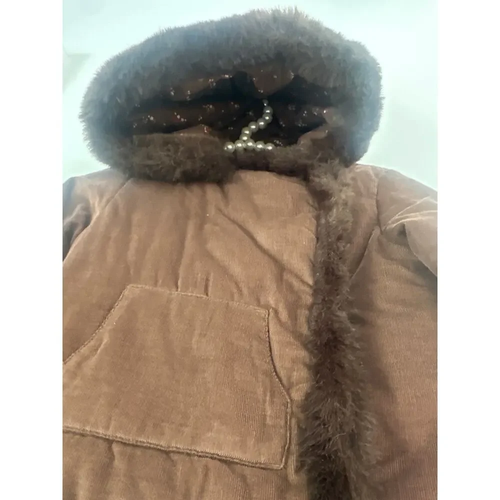 Babygap corduroy winter jacket coat fur trim Sz 5T 100% Cotton - Picture 3 of 6